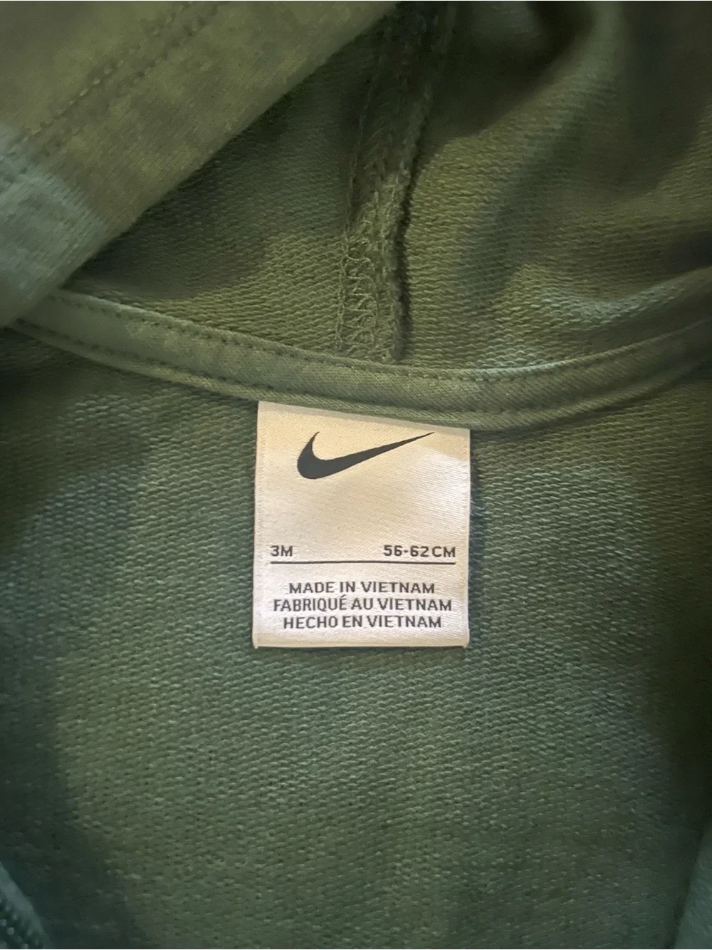 Nike baby Forest Green Hooded Zip One-Piece Romper